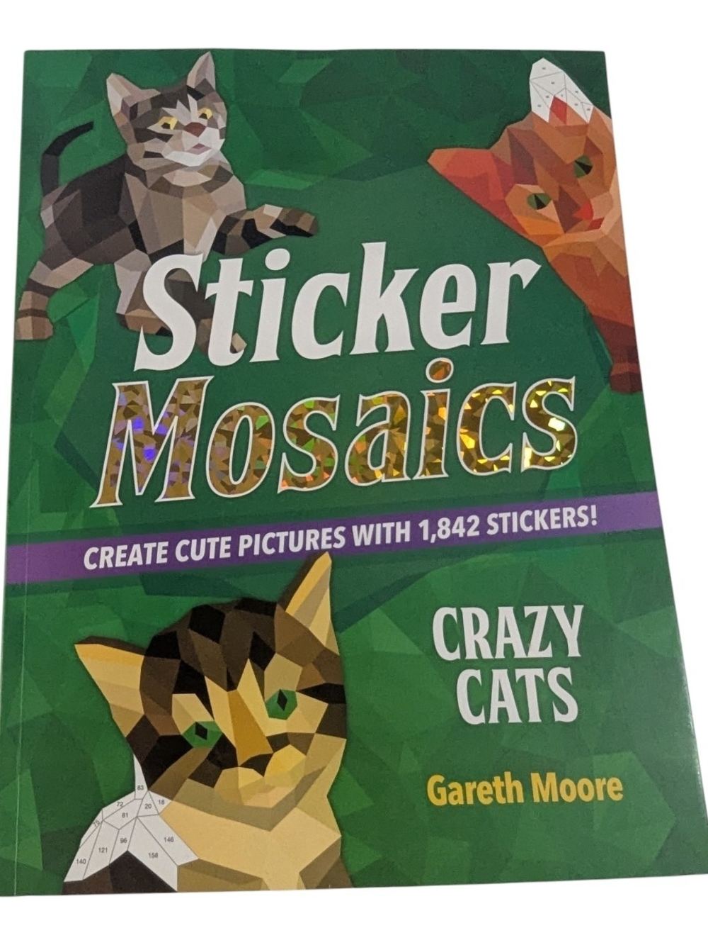 Crazy Cats Sticker Mosaics Activity Book - Green